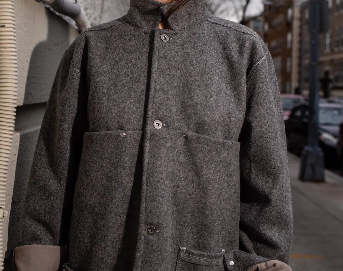 Japanese style grey wool felt coat