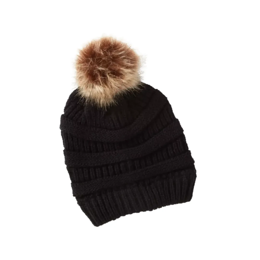 Knit Pom Hat in Onyx