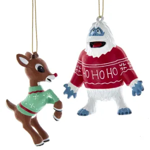 Kurt S. Adler Ugly Sweater Rudolph and Bumble Ornaments