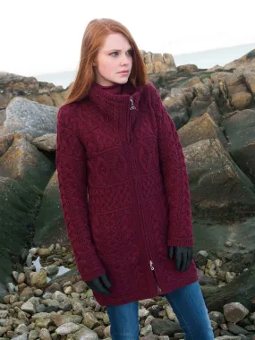 LADIES DOUBLE COLLAR MERINO ARAN COAT