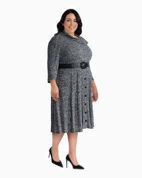 Lennox Belted Sweater Dress | Charcoal Grey / Black