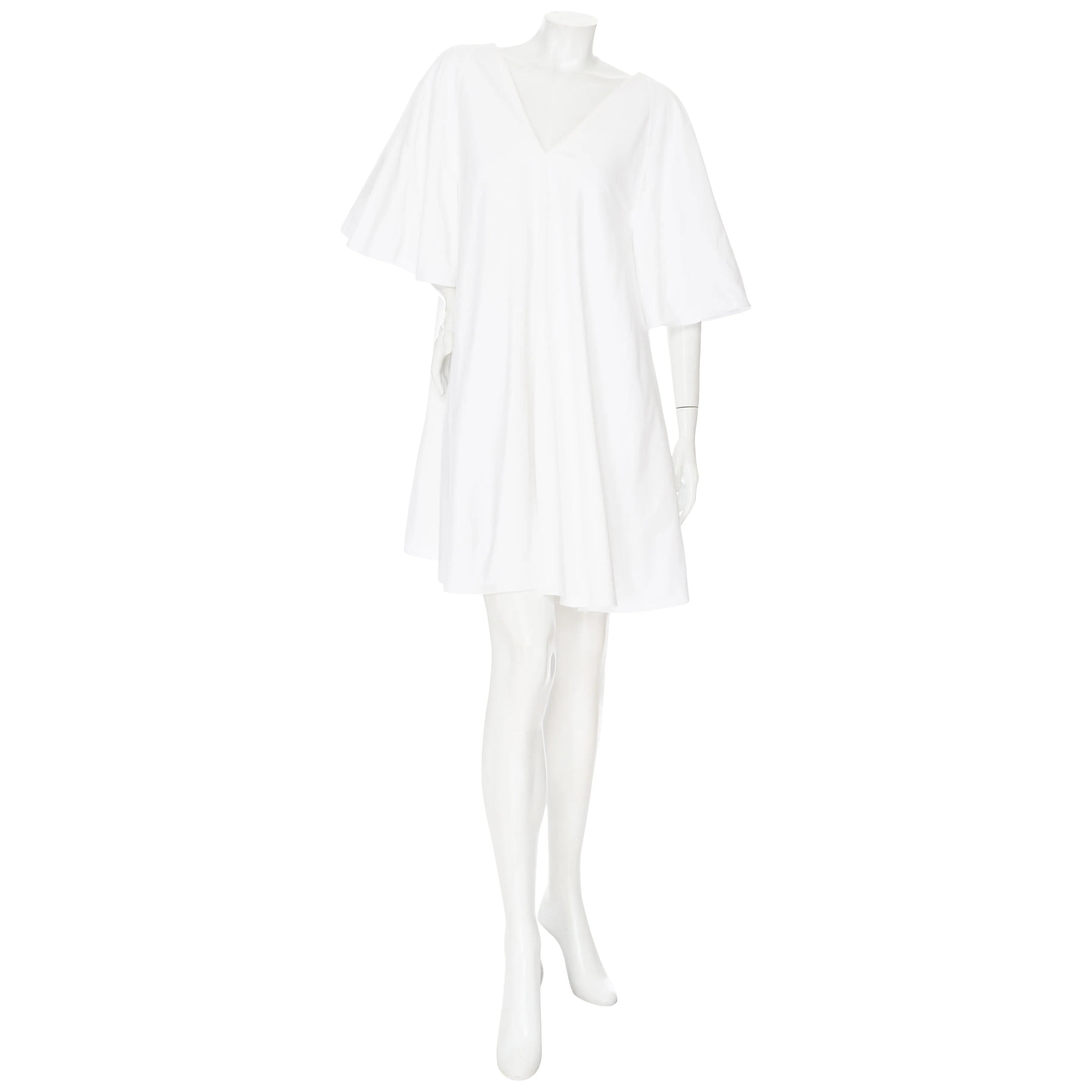 Lianne White Cotton V-Neck Tent Dress