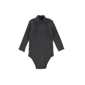 LIL LEGS DARK HEATHER RIBBED TURTLENECK ONESIE