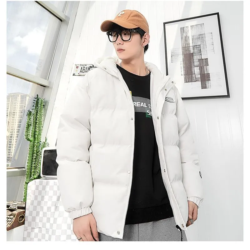 Loose Fit Versatile Casual Hooded Solid Puffer Jacket