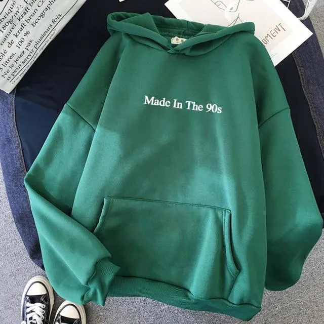 Made In The 90s Letter Print Cool Oversized Women Hoodies Sweatshirt