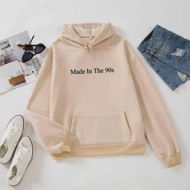 Made In The 90s Letter Print Cool Oversized Women Hoodies Sweatshirt