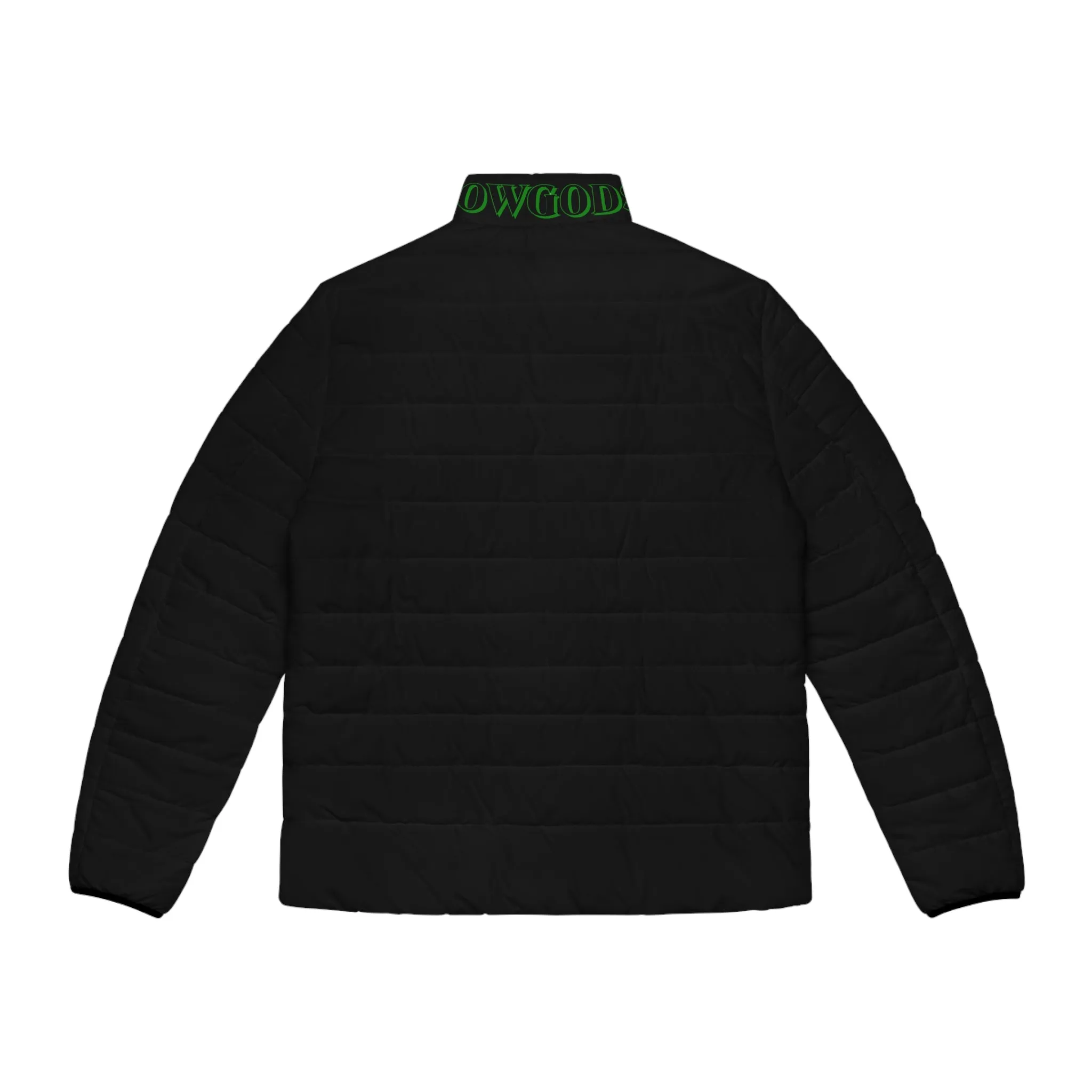 Men's CROWGODSHI 2nd GEN Puffer Jacket, BLACK W/ GREEN LOGO