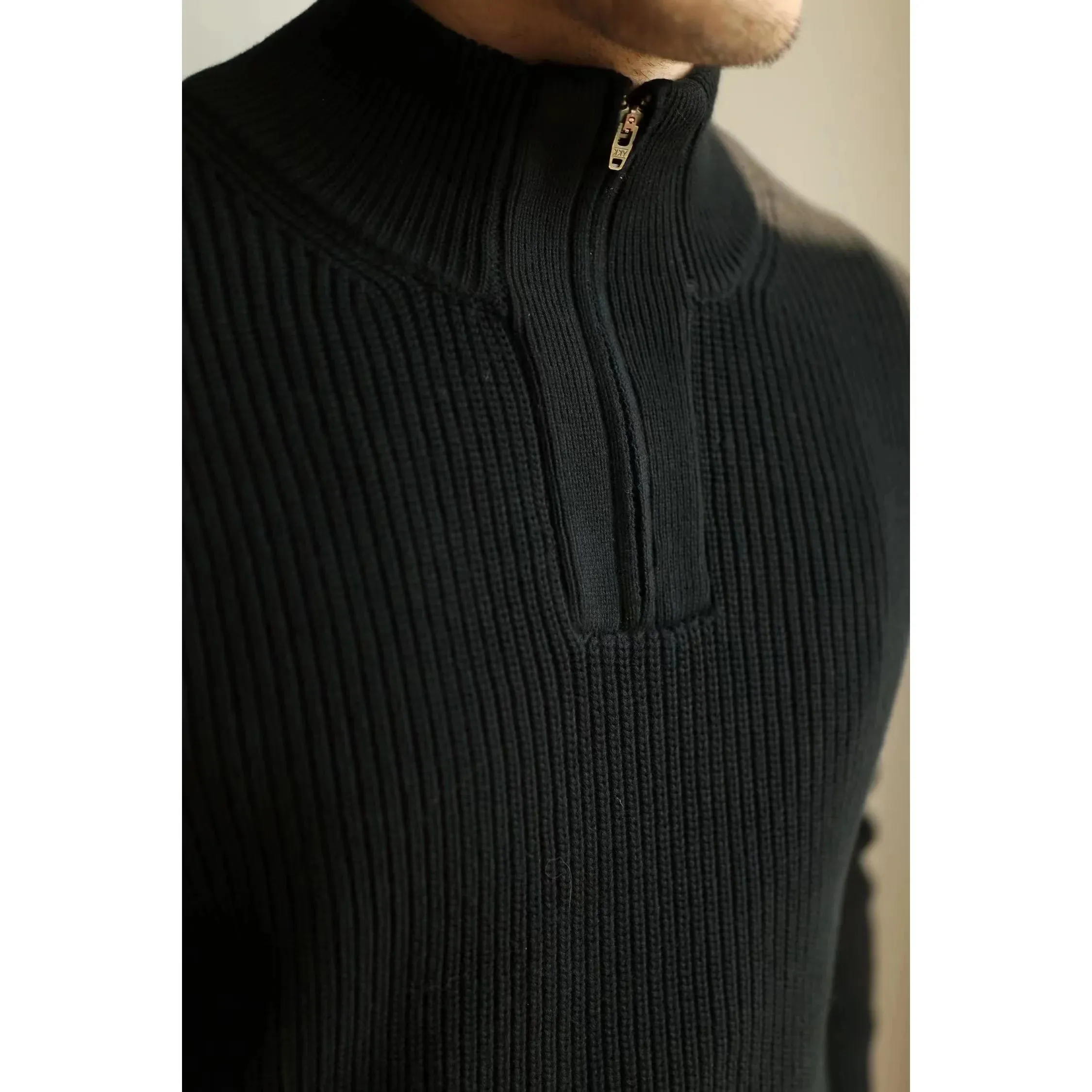 Men's Thick Cotton Zipper Turtleneck Sweater - Vintage Style