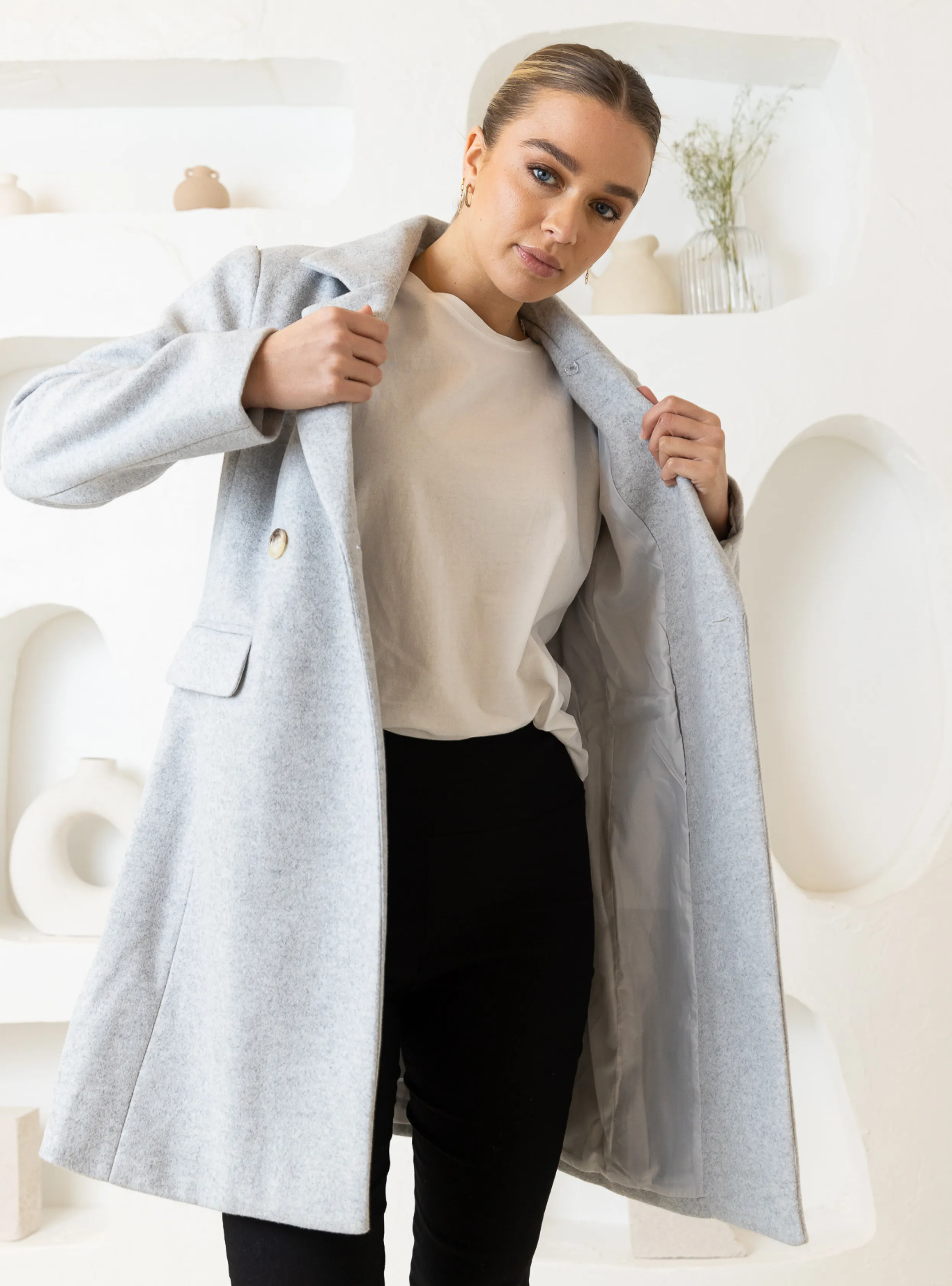 MIETTA COAT - Light Grey Marle