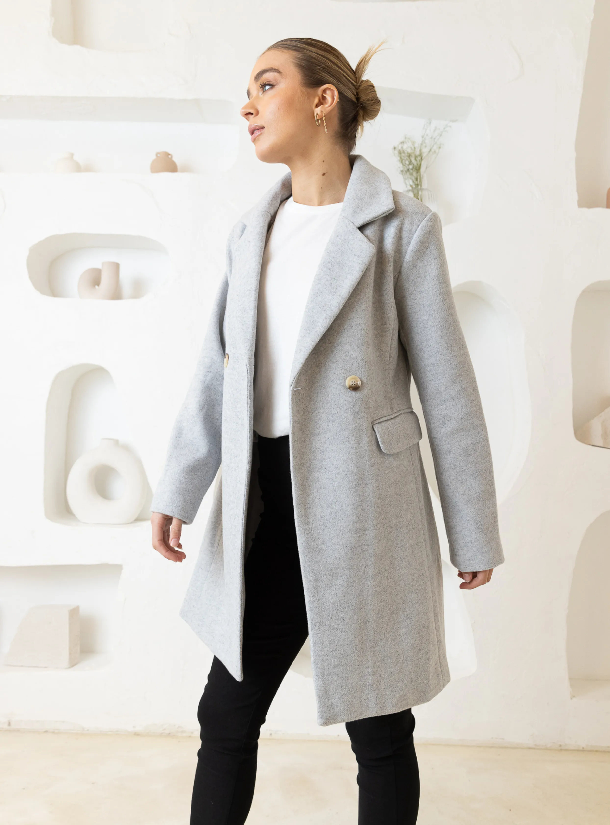 MIETTA COAT - Light Grey Marle