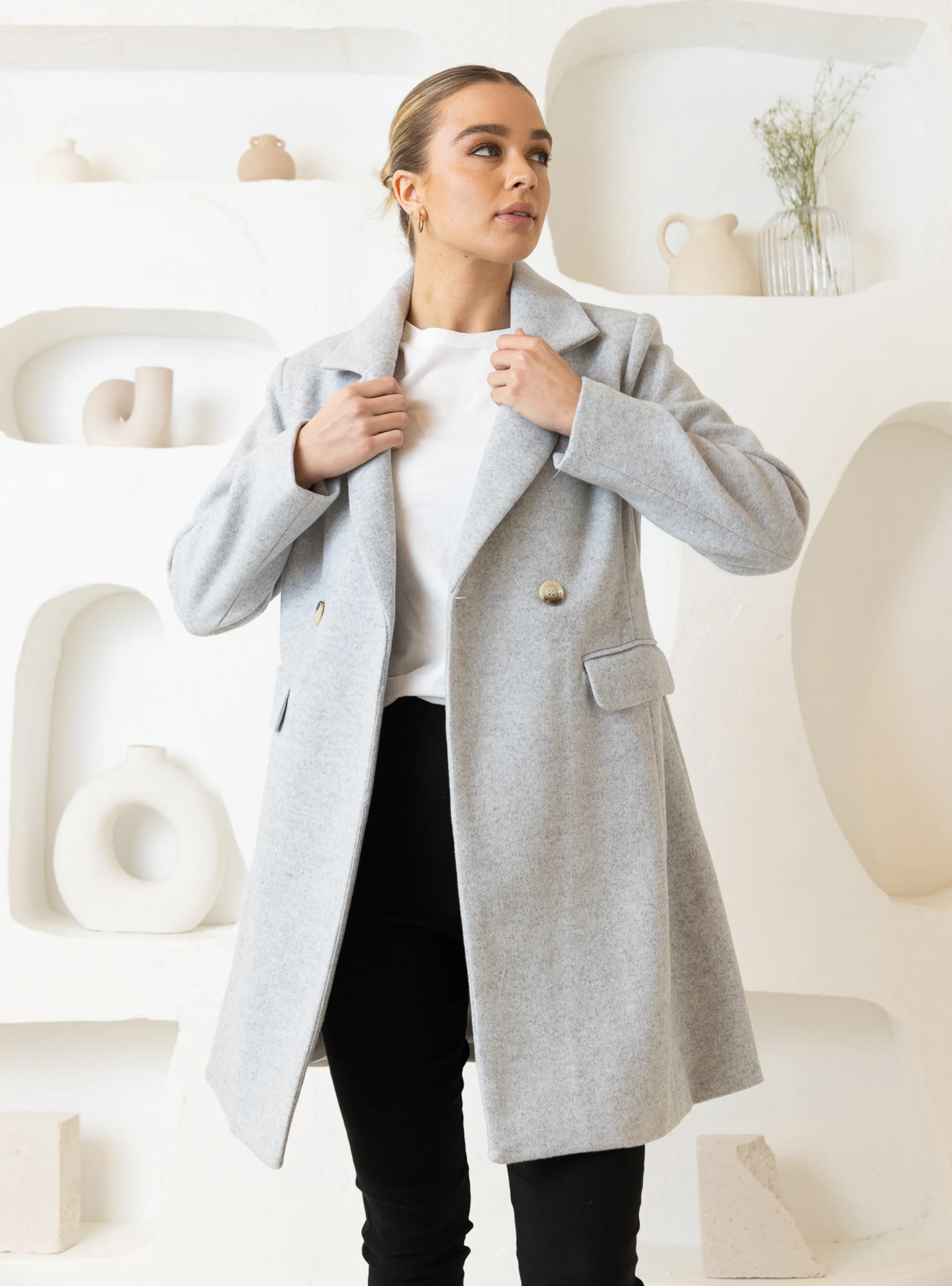 MIETTA COAT - Light Grey Marle