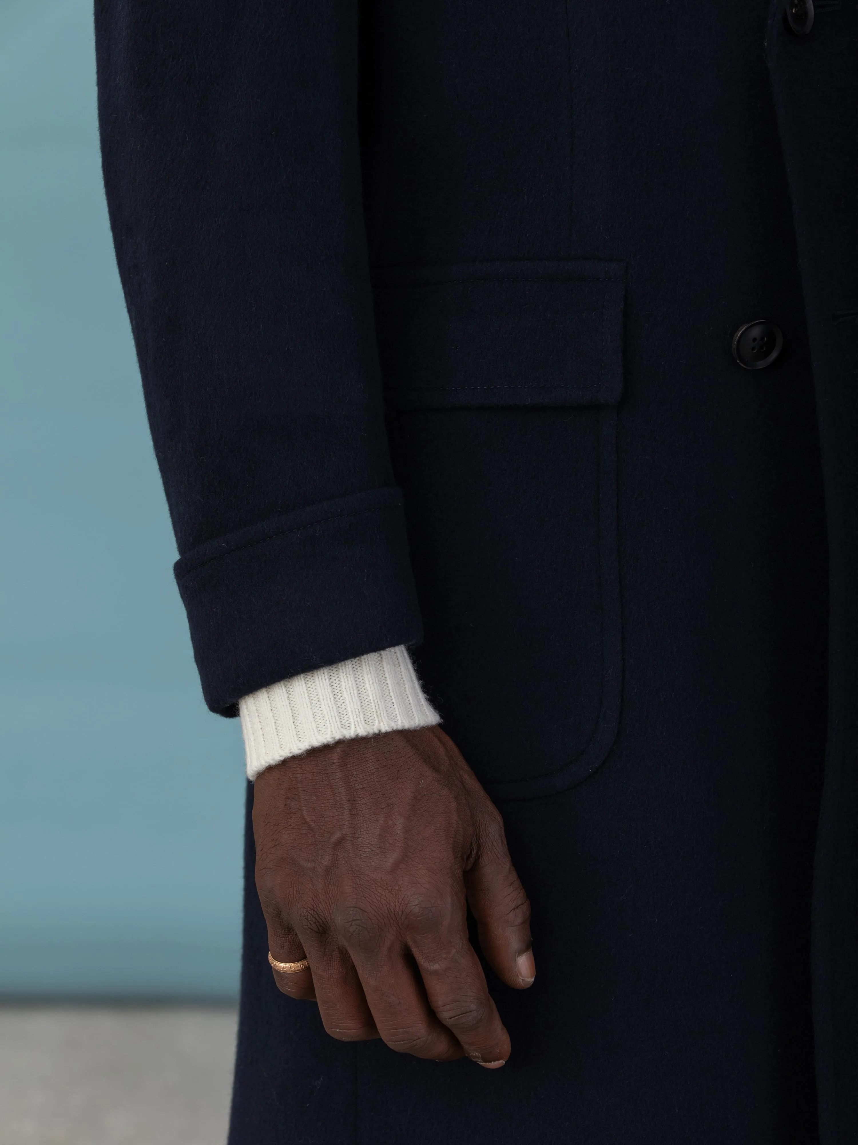 Navy Cashmere Coat