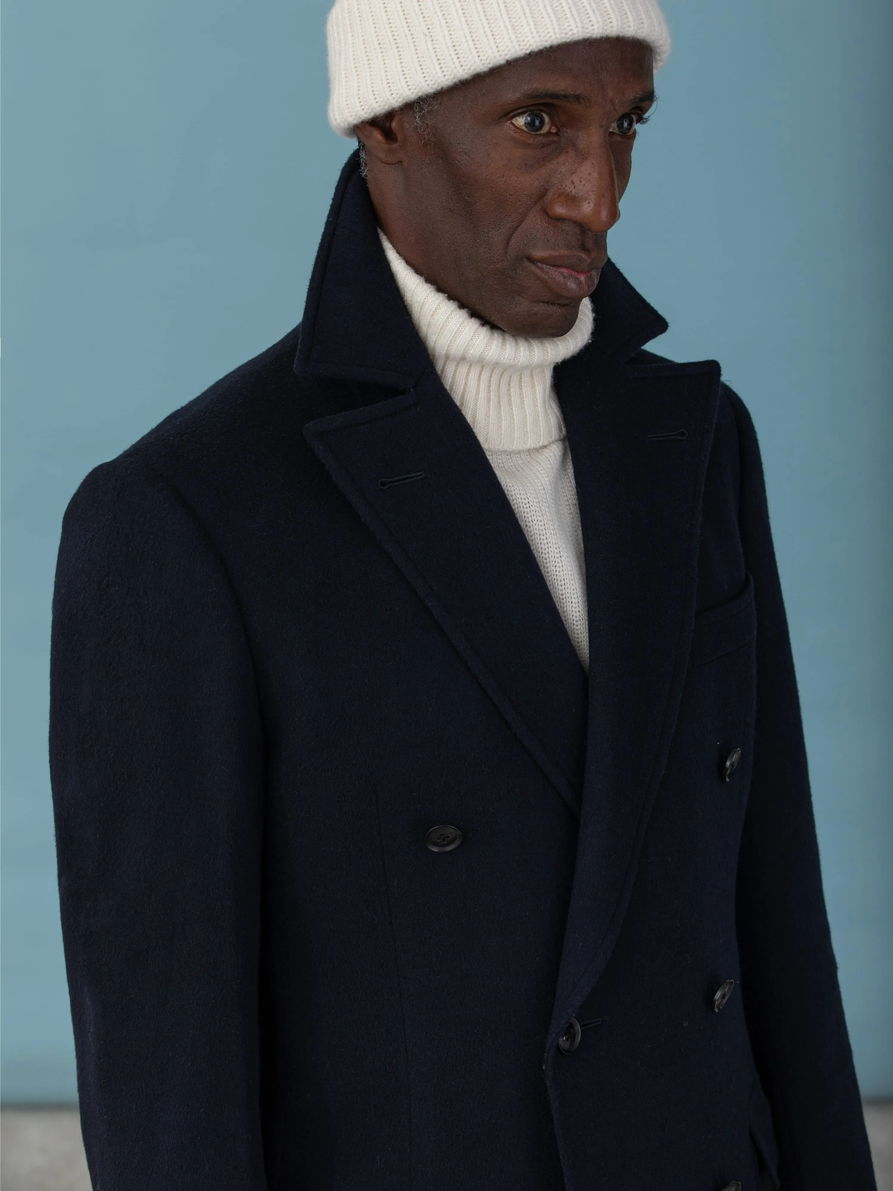 Navy Cashmere Coat