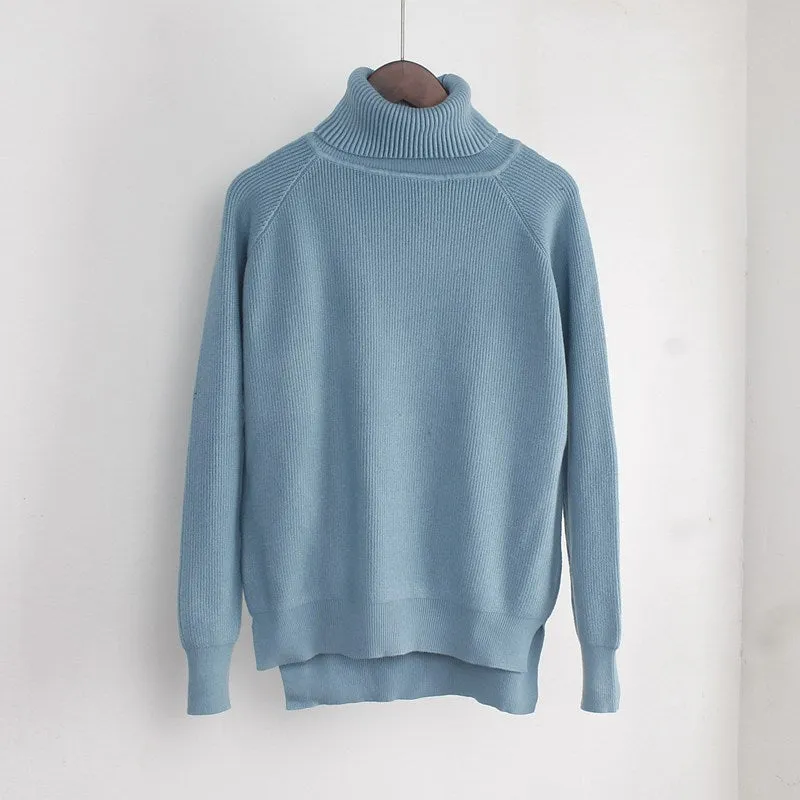 ONLYSVTER Thick Oversized Loose Turtleneck Women Pullover Sweater Autumn Winter Warm Jumper Top Knitted Soft Female Sweater Top