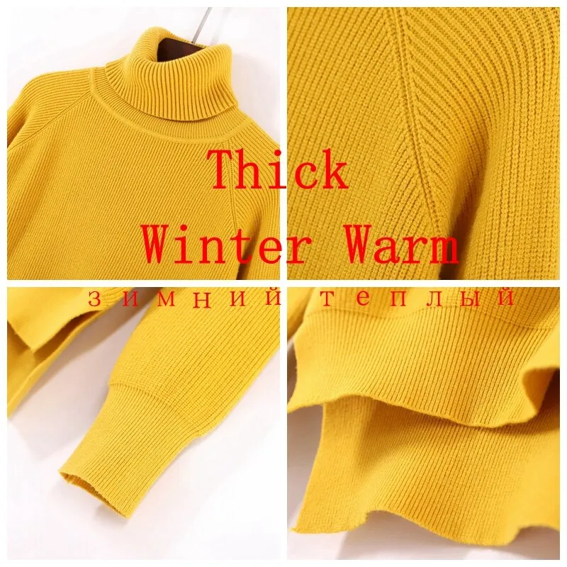 ONLYSVTER Thick Oversized Loose Turtleneck Women Pullover Sweater Autumn Winter Warm Jumper Top Knitted Soft Female Sweater Top