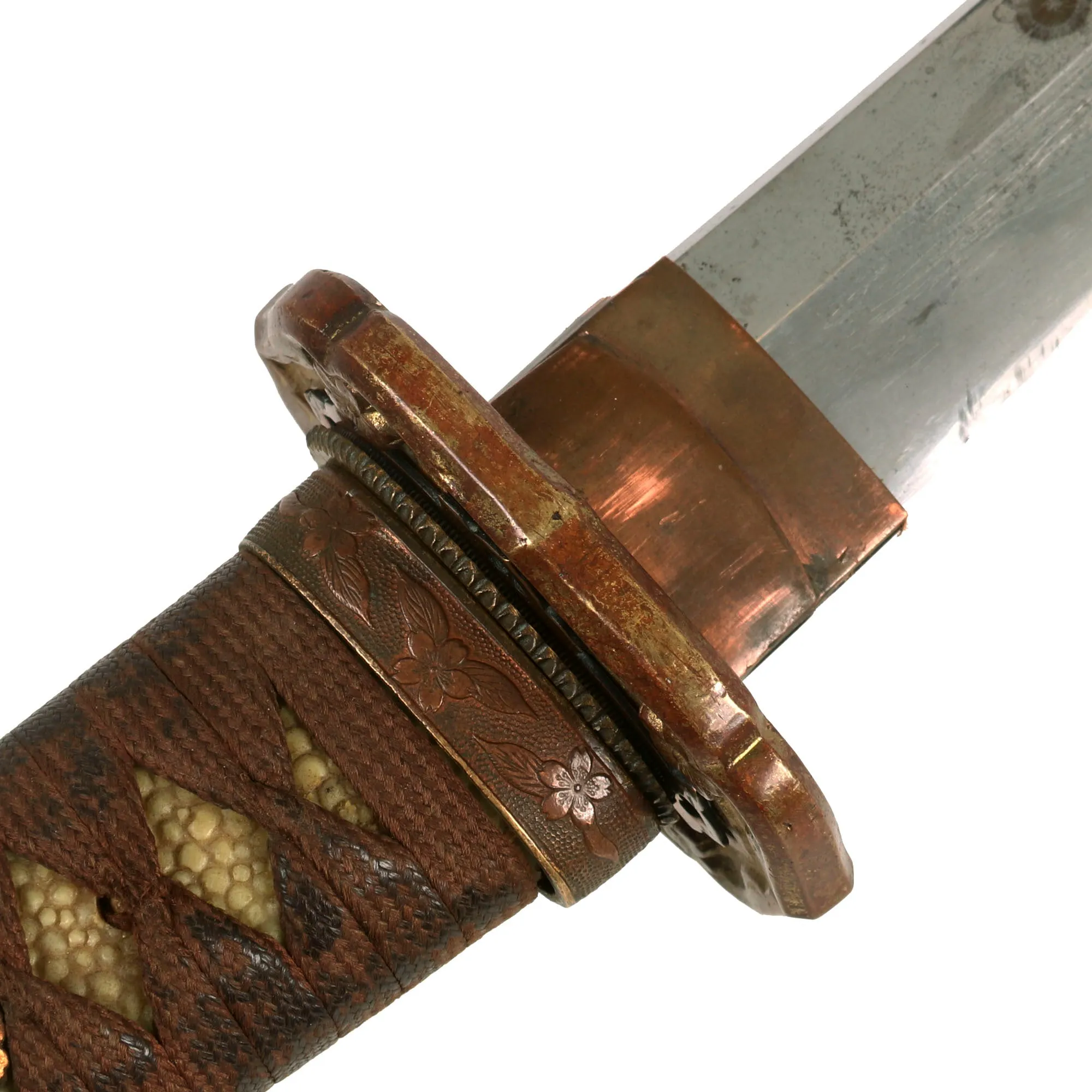 Original Japanese WWII Type 98 Shin-Gunto Ō-Wakizashi Sword with Edo Period Blade by KUNIHIRO with "False Length" Steel Scabbard