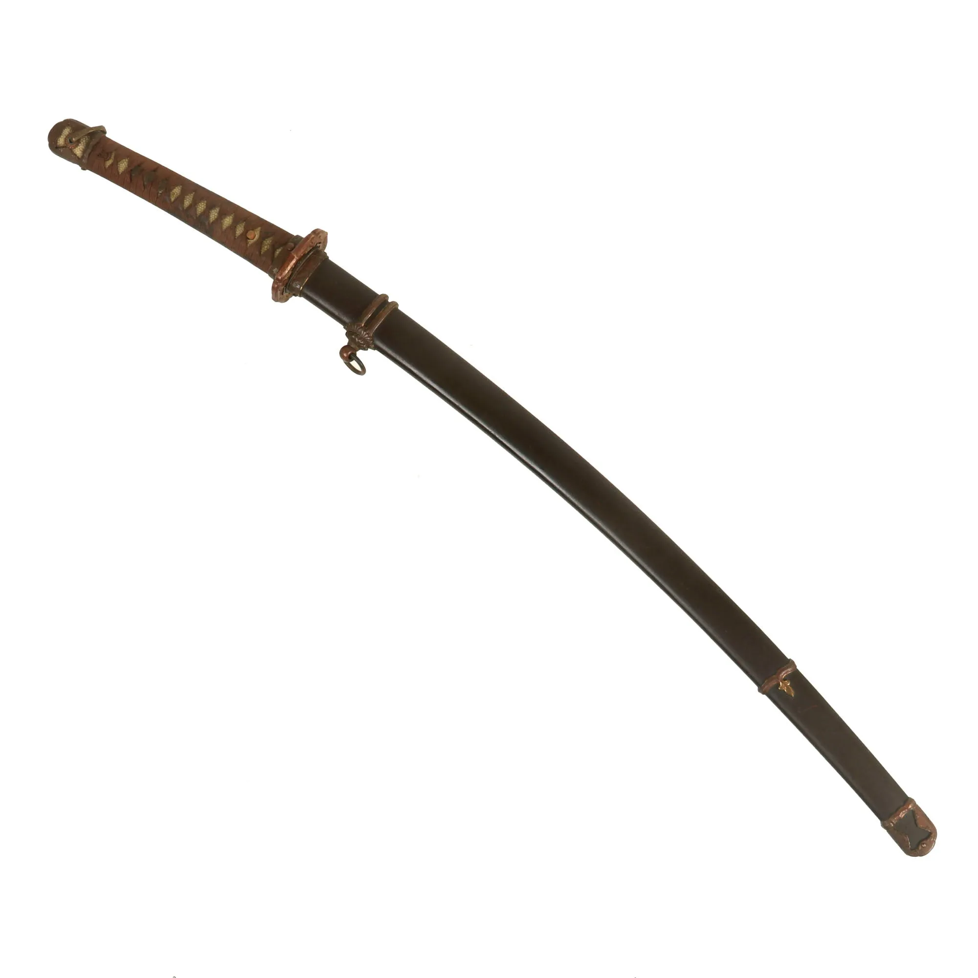 Original Japanese WWII Type 98 Shin-Gunto Ō-Wakizashi Sword with Edo Period Blade by KUNIHIRO with "False Length" Steel Scabbard