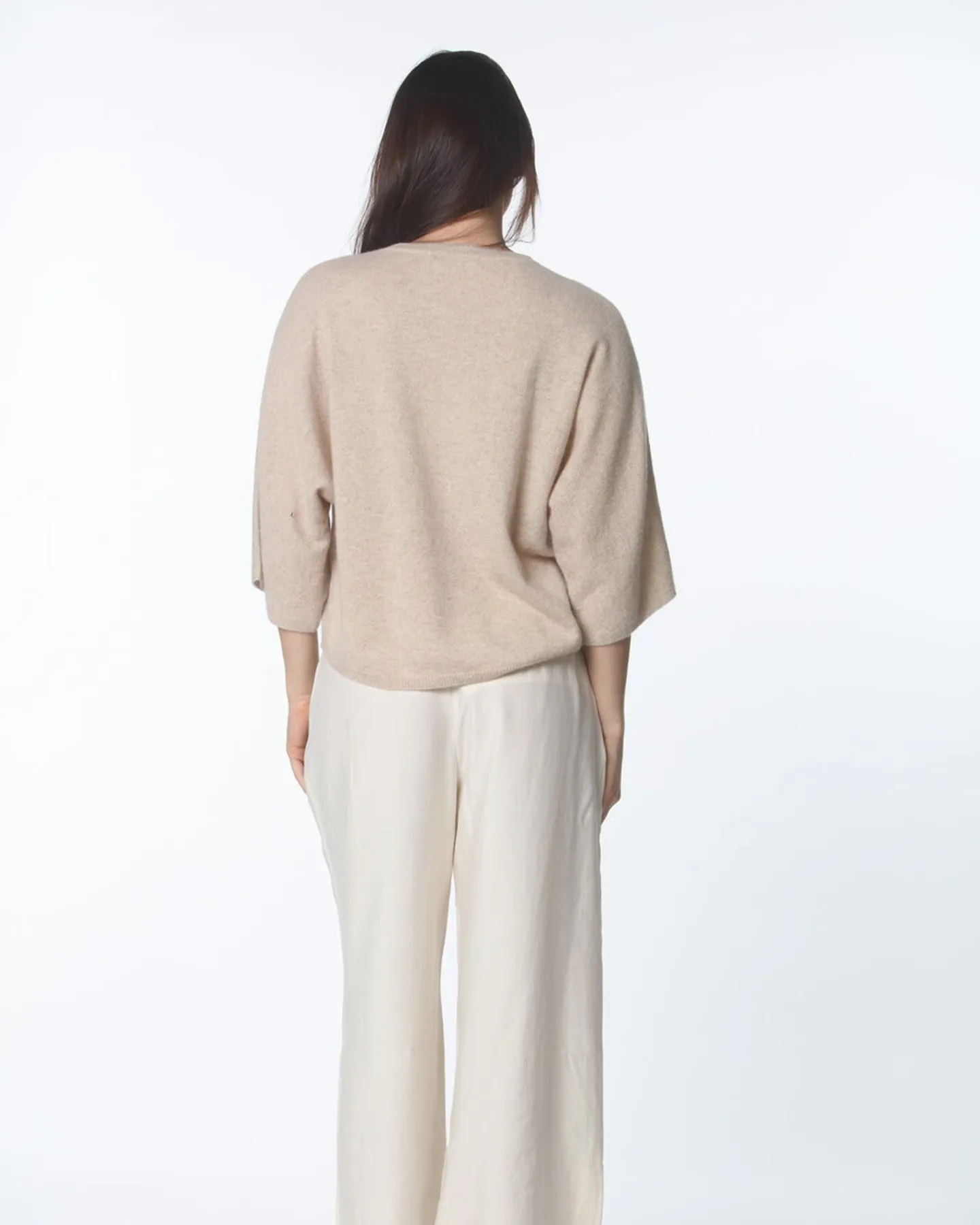 OVERSIZED DOLMAN CASHMERE SHORT SLEEVE SWEATER - NOMAD