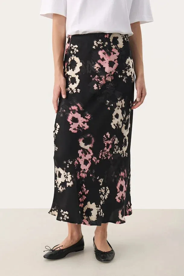 PART TWO LAURINA SKIRT BLACK BLURRED FLOWER