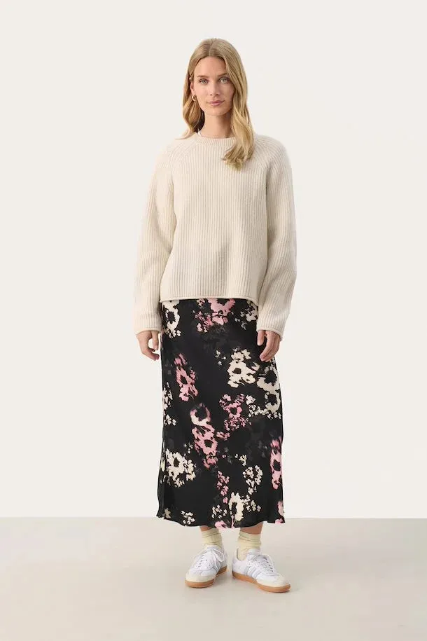 PART TWO LAURINA SKIRT BLACK BLURRED FLOWER