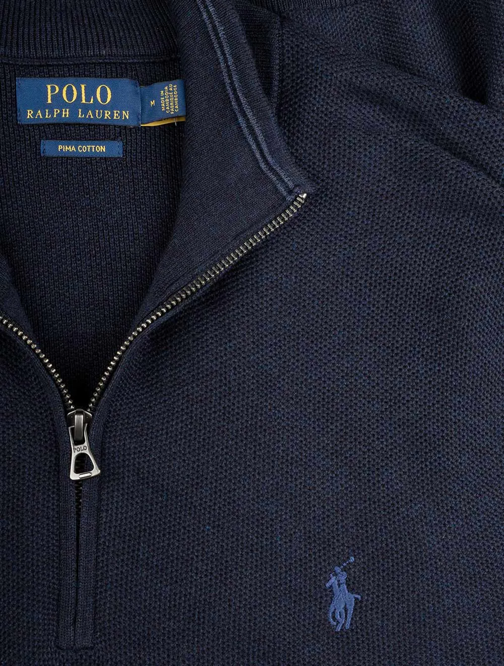 Pima Cotton Texture Half-Zip Navy Heather