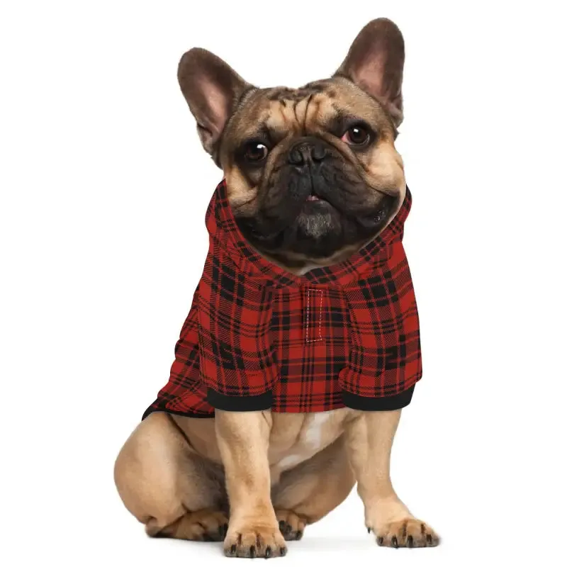 Red Buffalo Plaid Dog Pullover Hoodie for Stylish Pups