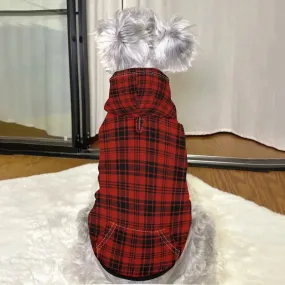 Red Buffalo Plaid Dog Pullover Hoodie for Stylish Pups