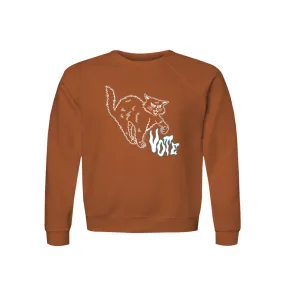 Retro Spooky Cat Vote Raglan Crew Sweatshirt