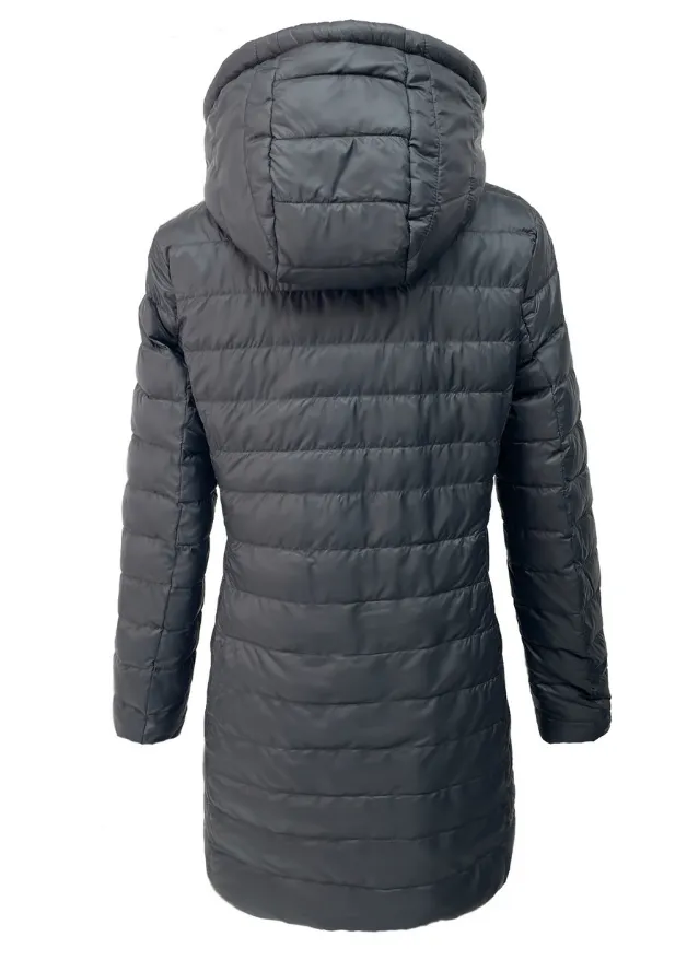 Reversible Black/ Snow Leopard Duck Down Puffer Coat