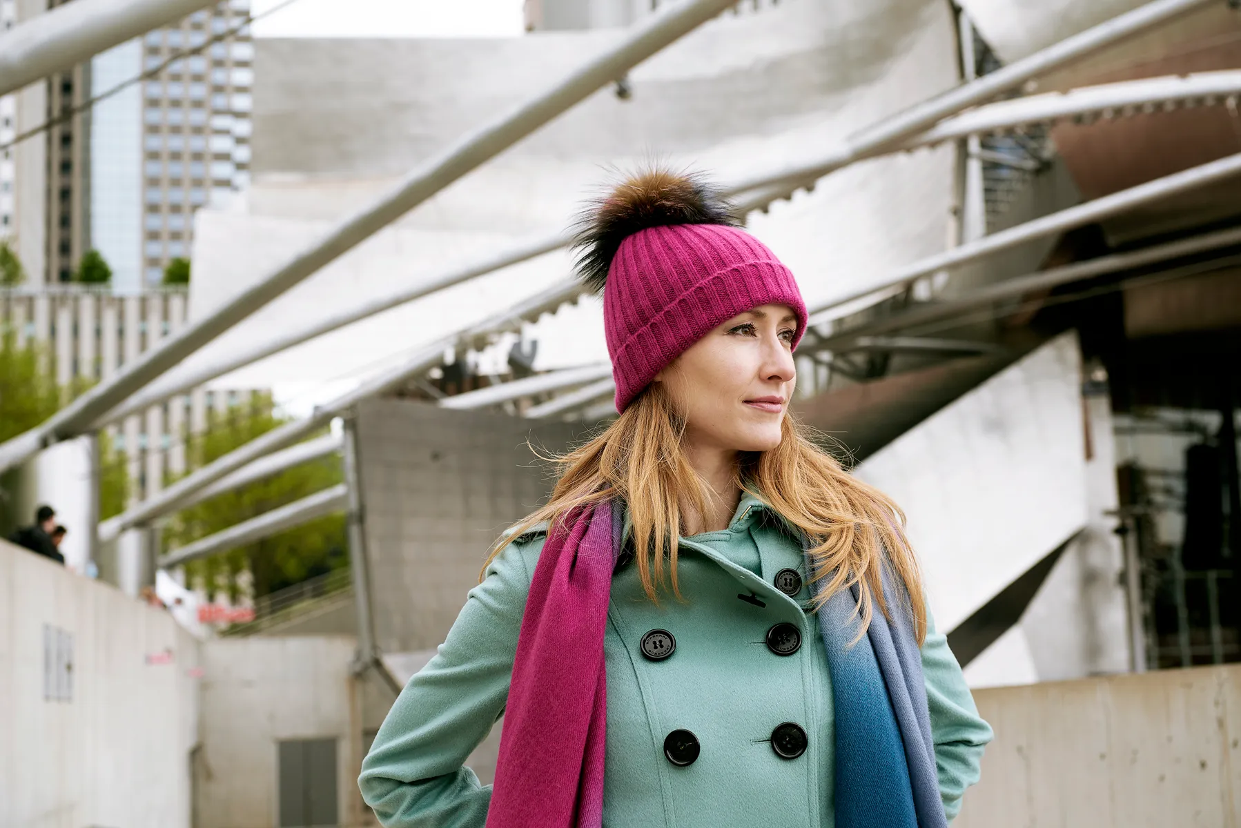 Ribbed Fuchsia Cashmere Hat