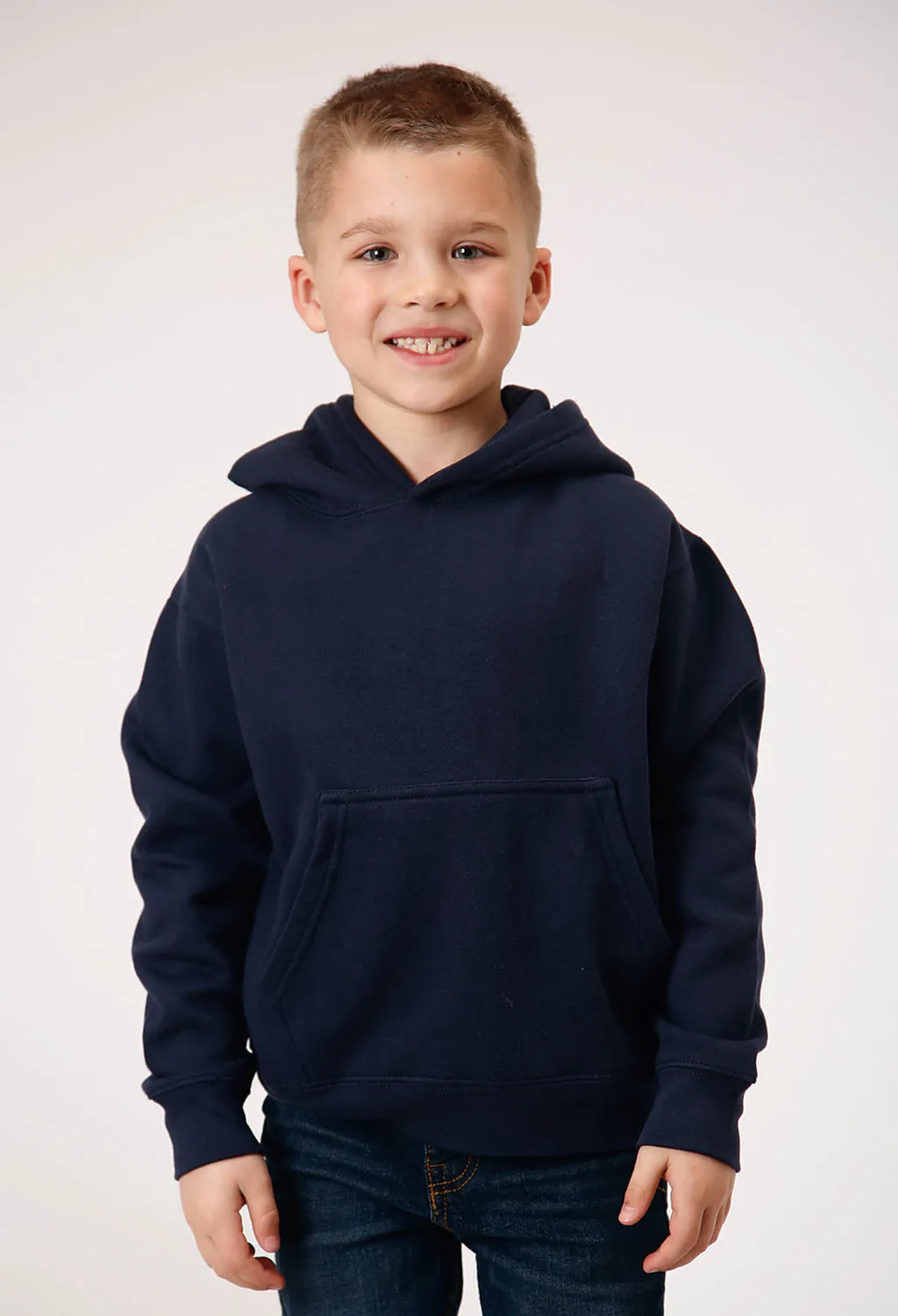 Roper Kids Boys Basic Navy 70% Polyester/30% Cotton Hoodie