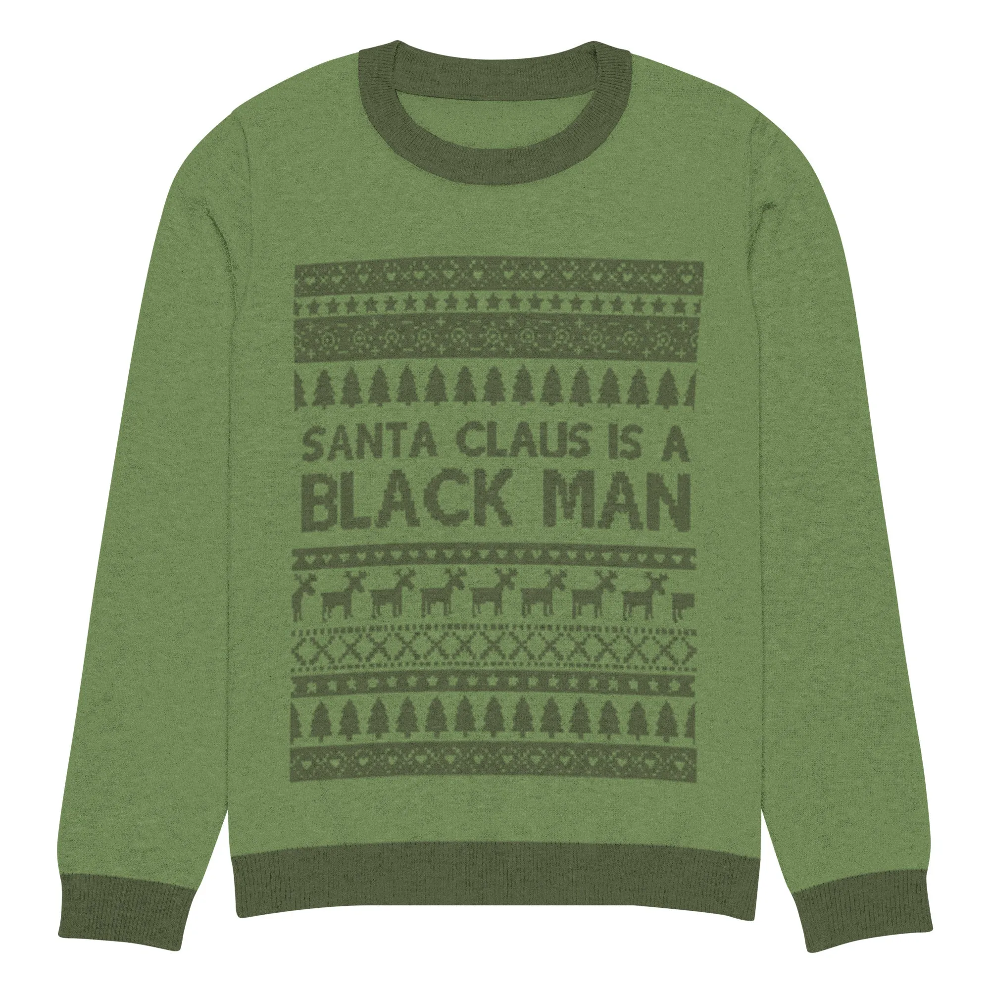 Santa Claus Is A Black Man (Green) Knitted Sweater