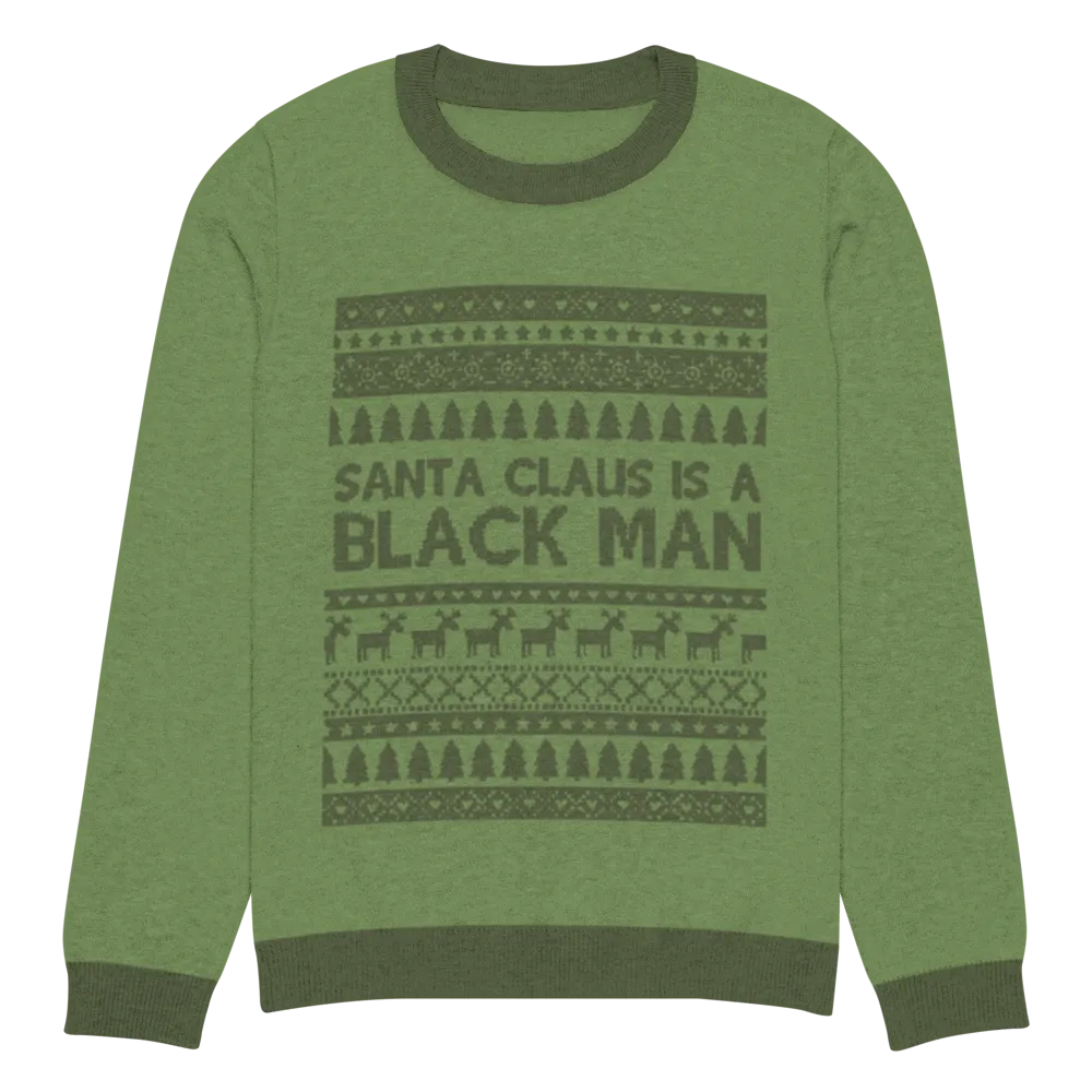 Santa Claus Is A Black Man (Green) Knitted Sweater