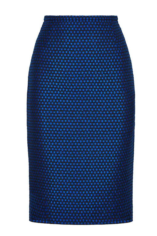 Sapphire Blue and Black Tweed Skirt - Penny