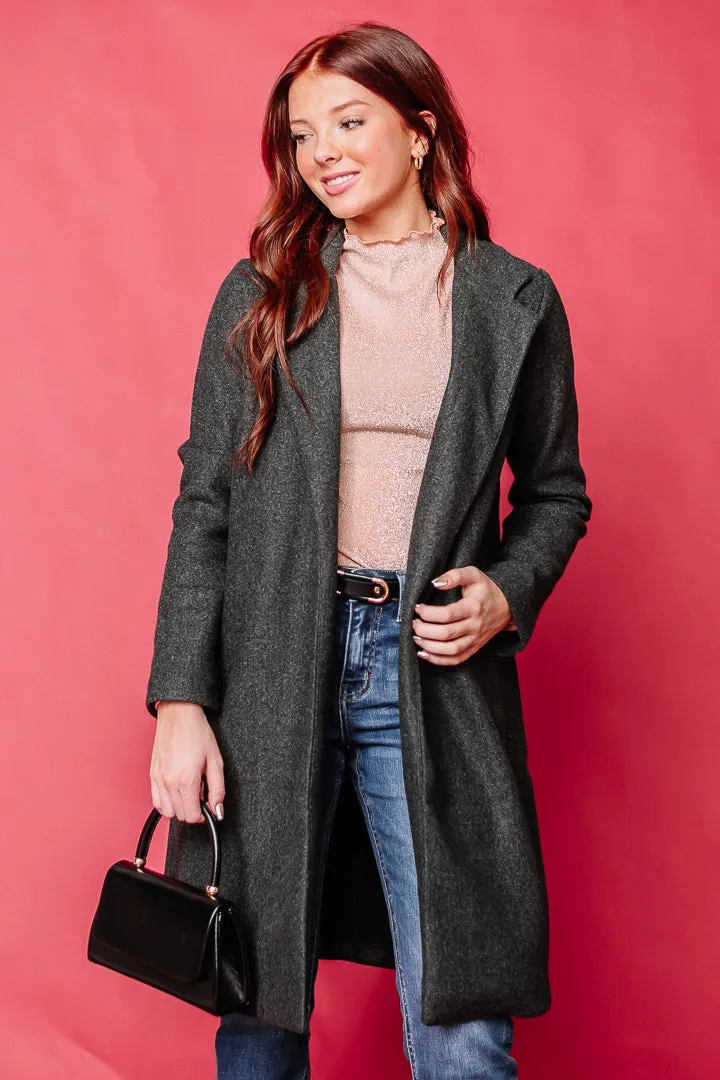 She's That Girl Long Coat | Charcoal