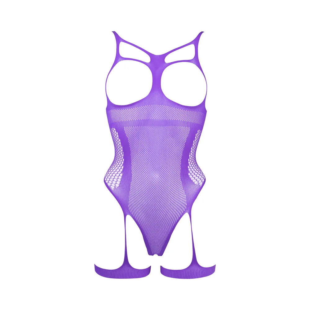 Shots Le Desir Bliss Open-Cup Strappy Gartered Teddy Purple O/S