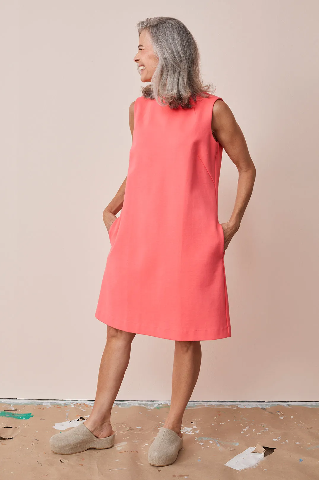 Sleeveless Midi Dress Coral Red