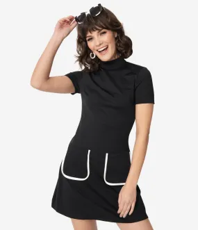 Smak Parlour Black Mock Turtleneck Wave Maker Mini Dress