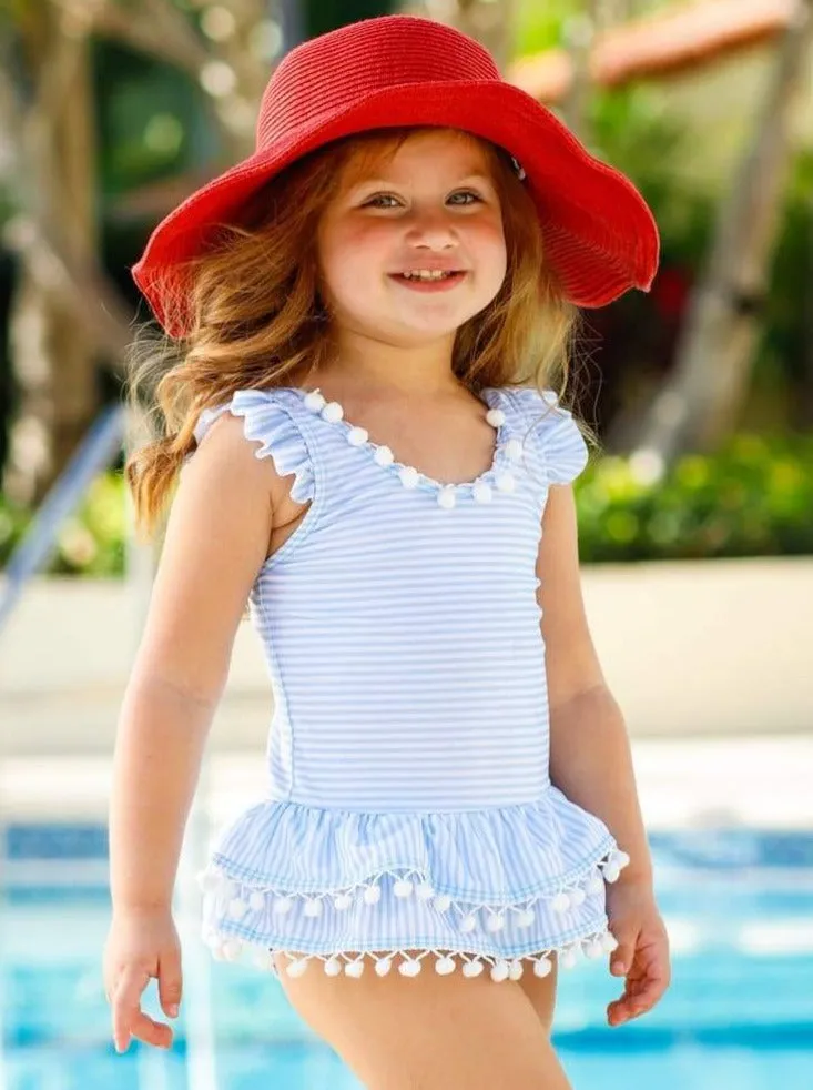 Stripes, Skirts, And Pom Poms One Piece Swimsuit