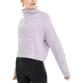 Sun   Moon Women's Boxy Turtleneck Sweater Purple Size X-Small