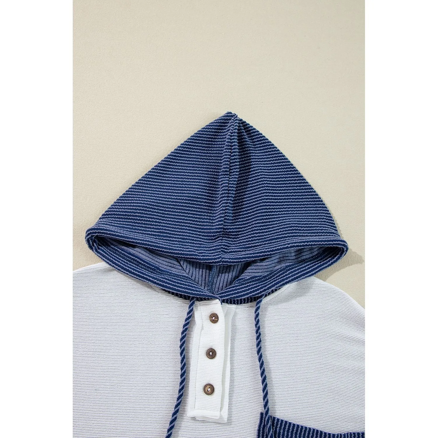 Take Me With You Corded Colorblock Drawstring Hooded Pullover