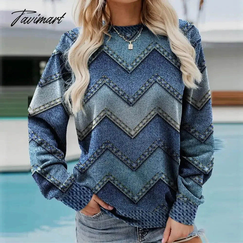 Tavimart Vintage Chic Landscape Pattern Sweatshirt Women O-Neck Long Sleeve Hoodie Streetwear Women Autumn Harajuku Printed Pullover Tops