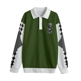 Teddy Ride Unisex Lapel Collar Sweater - Green