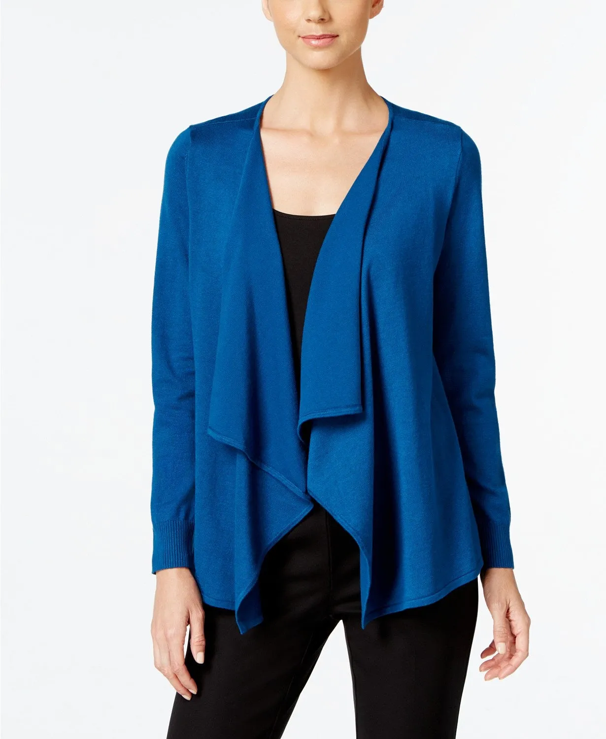 Thalia Sodi Women's Lace-Up-Back Flyaway Cardigan Blue