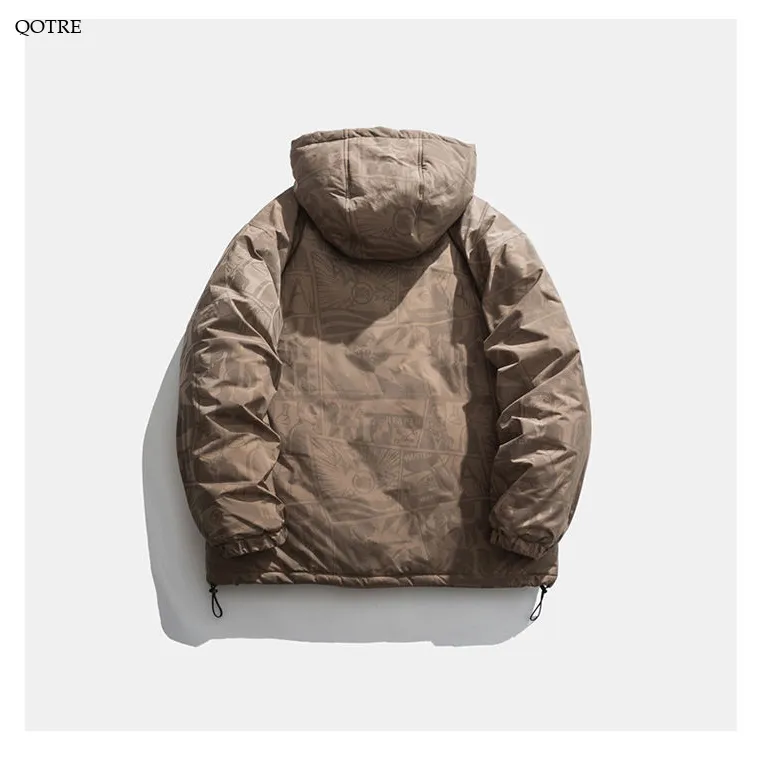 Thickened Hooded Loose Fit Reflective Puffer Jacket