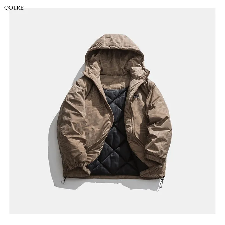 Thickened Hooded Loose Fit Reflective Puffer Jacket