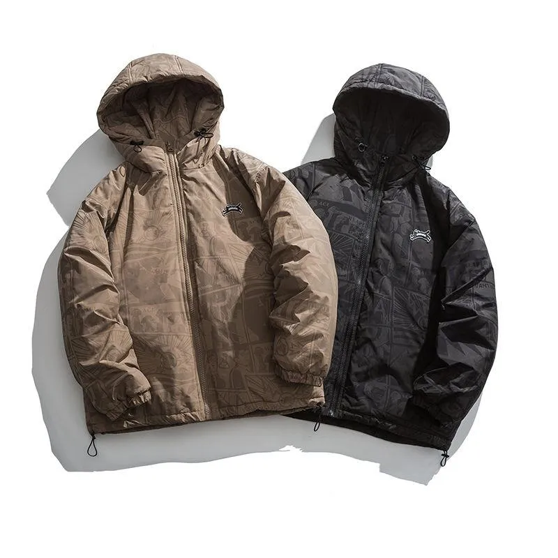 Thickened Hooded Loose Fit Reflective Puffer Jacket