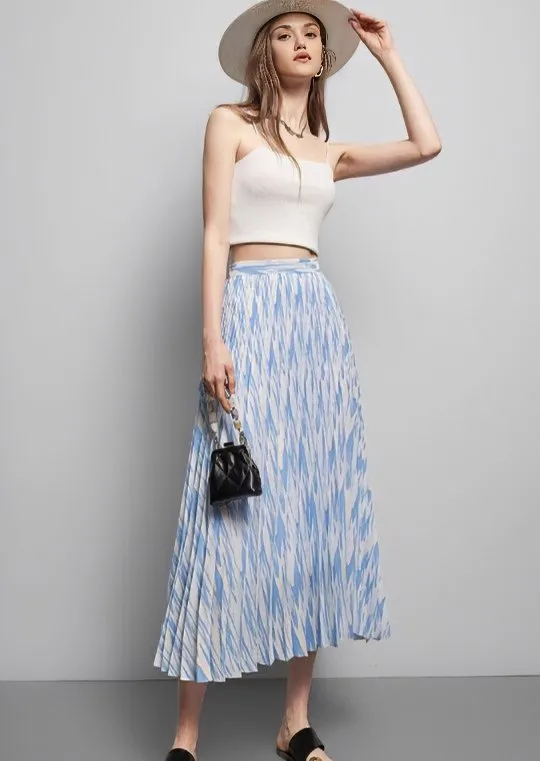 TIE-DYE SLIM PLEATED SKIRT