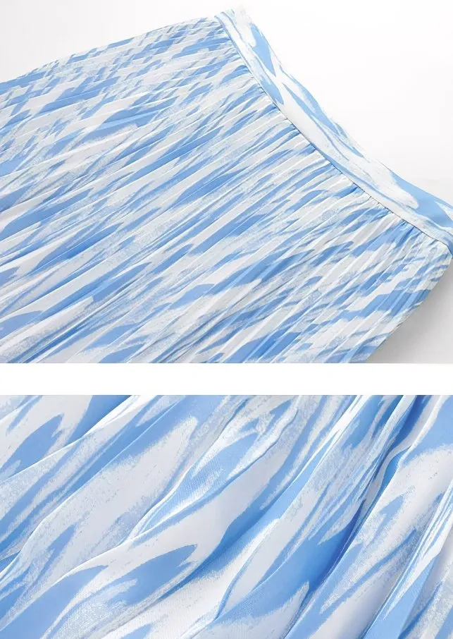 TIE-DYE SLIM PLEATED SKIRT