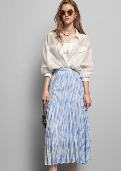 TIE-DYE SLIM PLEATED SKIRT